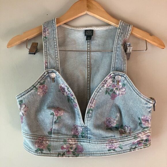 📳 Wild Fable | Side Zip Jean Cropped Top - Picture 1 of 4